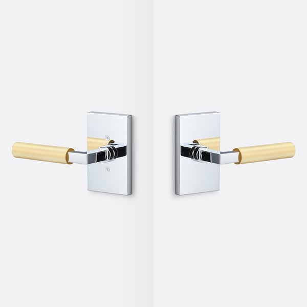 Sure-Loc Hardware Sure-Loc Hardware Levanto Passage Rosette, Polished Chrome, Knurled Grip in Satin Brass LV101 26 GRIP-KN SB - main